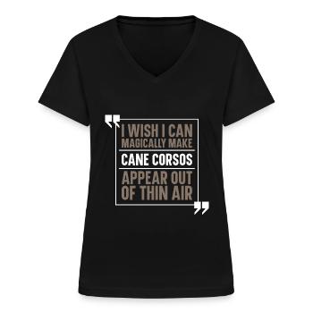 Cane Corso Hund - T-shirt med V-hals til damer - sort - Foran - Lela (165cm)