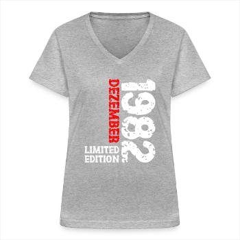 1982 Dezember Limited Edition 41. Geburtstag Deko - Frauen-T-Shirt mit V-Ausschnitt - Grau meliert - Vorne - Lela (165cm)