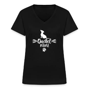 Dackel Mama Hundepfoten geschenk hundebesitzer - Frauen-T-Shirt mit V-Ausschnitt - Schwarz - Vorne - Lela (165cm)