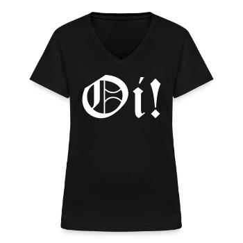 oi skinhead - Frauen-T-Shirt mit V-Ausschnitt - Schwarz - Vorne - Lela (165cm)