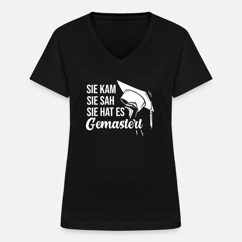 Master Abschluss Geschenk Student - Frauen-T-Shirt mit V-Ausschnitt - Schwarz