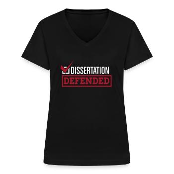 Dissertation Defended | Graduate School PhD Thesis - Frauen-T-Shirt mit V-Ausschnitt - Schwarz - Vorne - Lela (165cm)