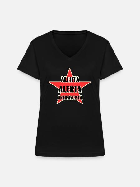 Alerta Alerta Antifascista - Frauen-T-Shirt mit V-Ausschnitt - Schwarz