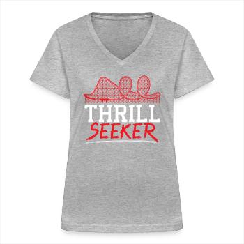 Thrill Seeker Roller Coaster Ride Rollercoaster - Women's V-neck T-shirt - sports grey - Front - Lela (165cm)