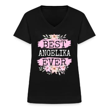 Angelika Geschenk Name Geburtstag - Frauen-T-Shirt mit V-Ausschnitt - Schwarz - Vorne - Lela (165cm)