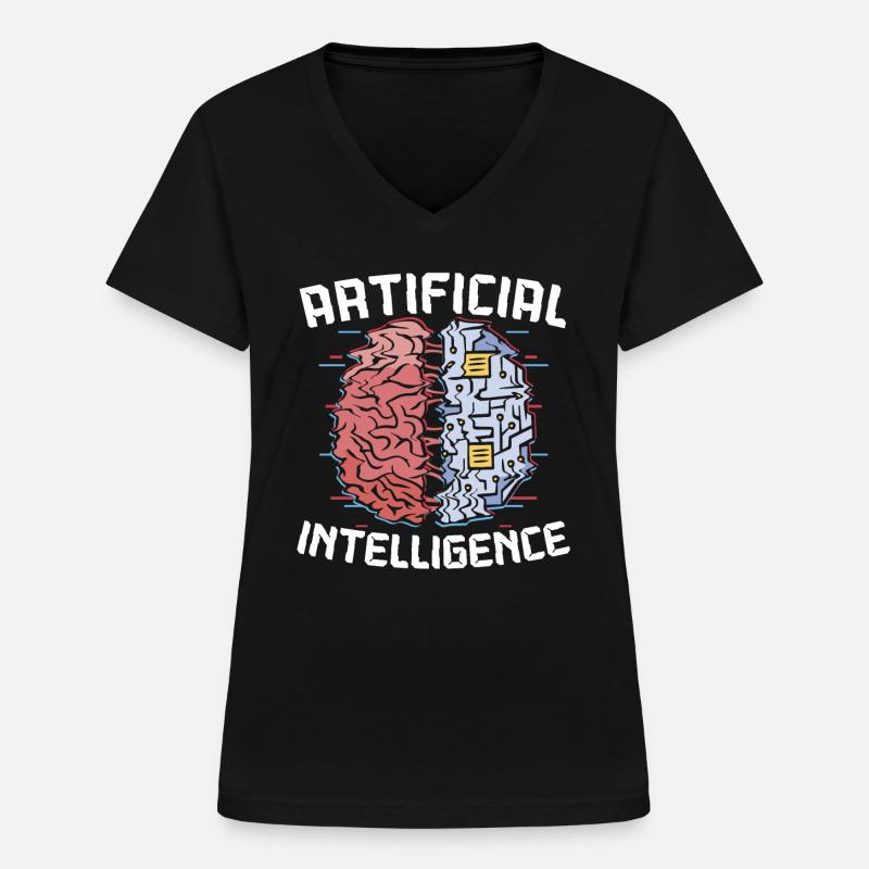Deep Learning AI Artificial Intelligence Robotics - Women's V-neck T-shirt - black