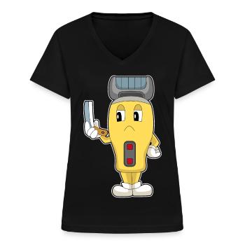 Rasierer Friseur Rasiermesser - Frauen-T-Shirt mit V-Ausschnitt - Schwarz - Vorne - Lela (165cm)