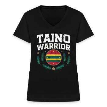 Taino-Indianer Puerto Rico Boricua Puerto-Ricaner - Frauen-T-Shirt mit V-Ausschnitt - Schwarz - Vorne - Lela (165cm)