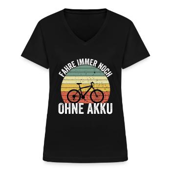 Fahre Immer Noch Ohne Akku - Vintage Sunset - Frauen-T-Shirt mit V-Ausschnitt - Schwarz - Vorne - Lela (165cm)