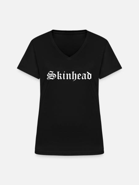 skinhead - Frauen-T-Shirt mit V-Ausschnitt - Schwarz
