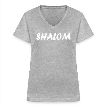 Shalom - T-shirt col V Femme - gris chiné - Devant - Lela (165cm)