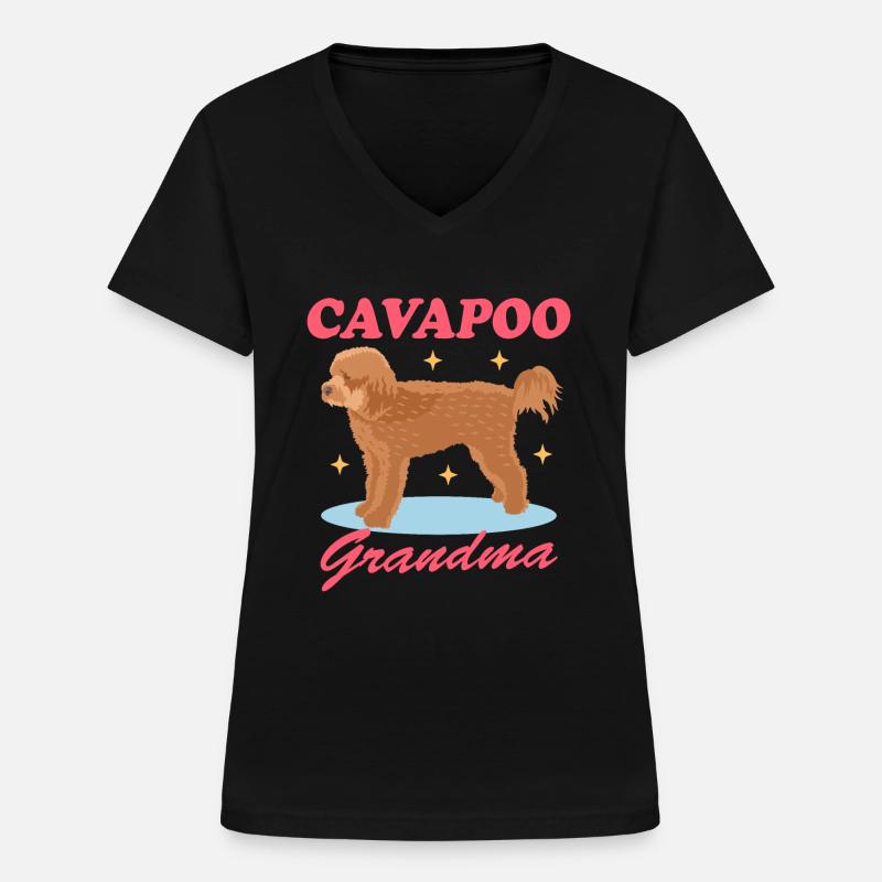 Nonna Cavapoo | Cavoodle Dog Owner Regalo - Maglietta da donna con scollo a V - nero