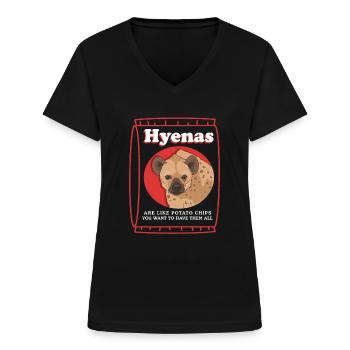 Hyena, spotted hyena, hyena gift - Women's V-neck T-shirt - black - Front - Lela (165cm)