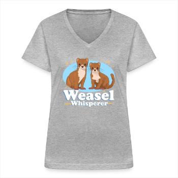 Weasel Mouse Weasel Dwarf Weasel Gift - Women's V-neck T-shirt - sports grey - Front - Lela (165cm)