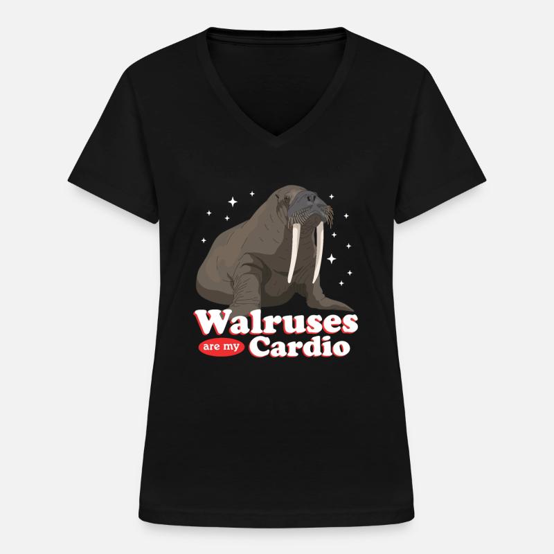 Walross Walrus Walrosse Walroß Geschenk - Frauen-T-Shirt mit V-Ausschnitt - Schwarz