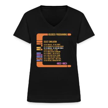 Star Trek La Nouvelle Génération Holodeck - T-shirt col V Femme - noir - Devant - Lela (165cm)