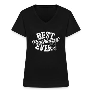 psychiater geschenk therapie geschenkidee psycholo - Frauen-T-Shirt mit V-Ausschnitt - Schwarz - Vorne - Lela (165cm)