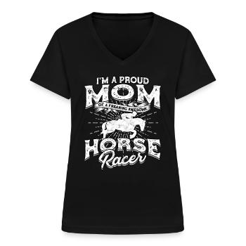 pferderennen pferd reiten pferde reiter geschenk g - Frauen-T-Shirt mit V-Ausschnitt - Schwarz - Vorne - Lela (165cm)