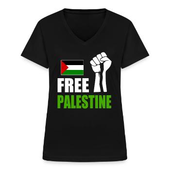 Free palestine - Frauen-T-Shirt mit V-Ausschnitt - Schwarz - Vorne - Lela (165cm)