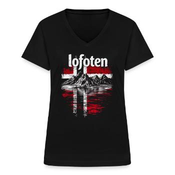 Lofoten Norwegen - Frauen-T-Shirt mit V-Ausschnitt - Schwarz - Vorne - Lela (165cm)