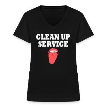 clean up service - Women's V-neck T-shirt - black - Front - Lela (165cm)