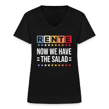 Lustige Rentner Sprüche Deutsch Lehrer Denglisch - Frauen-T-Shirt mit V-Ausschnitt - Schwarz - Vorne - Lela (165cm)