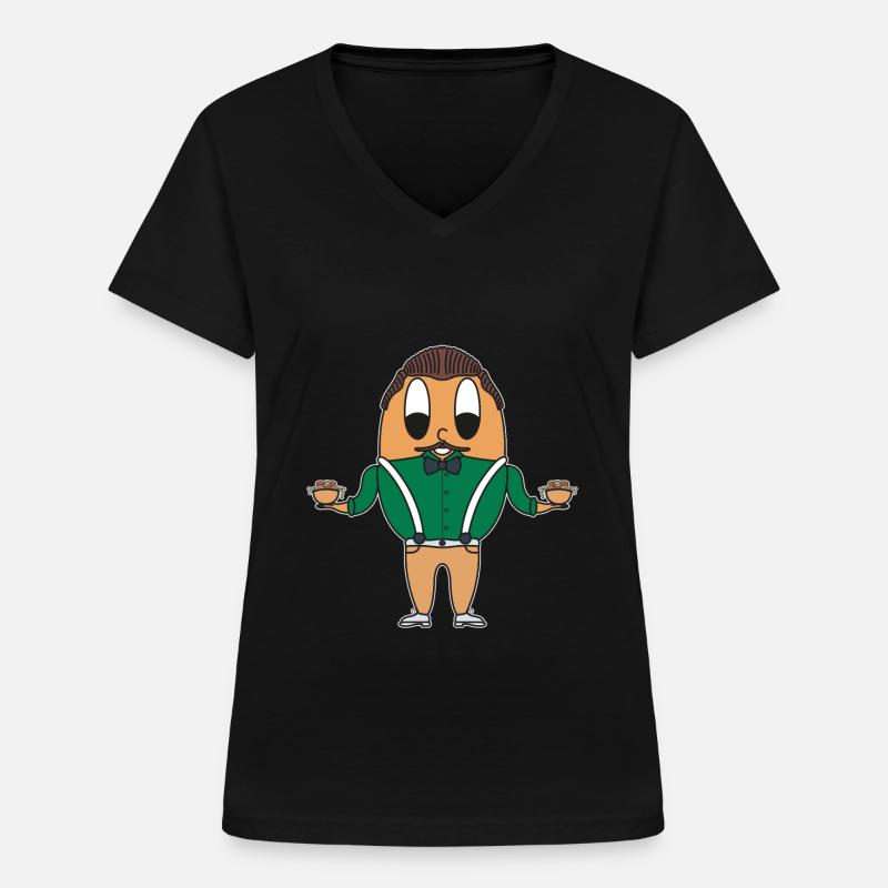 Italian egg - Women's V-neck T-shirt - black