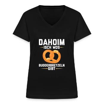 Schwaben Sprüche | Schwäbisch Schwabe Geschenkidee - Frauen-T-Shirt mit V-Ausschnitt - Schwarz - Vorne - Lela (165cm)
