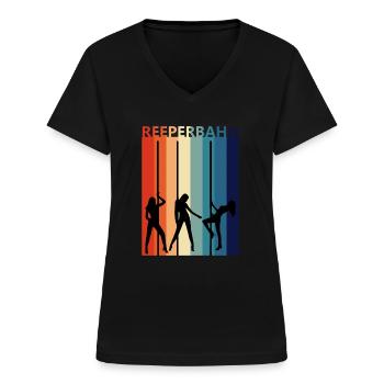 Reeperbahn Vintage rétro Hambourg Kiez Strip - T-shirt col V Femme - noir - Devant - Lela (165cm)