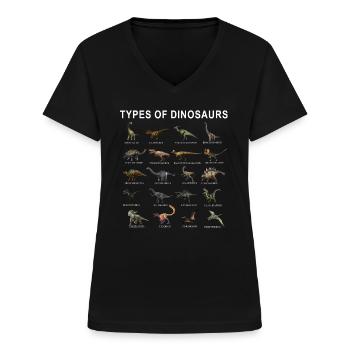 Dinosaurier - Frauen-T-Shirt mit V-Ausschnitt - Schwarz - Vorne - Lela (165cm)