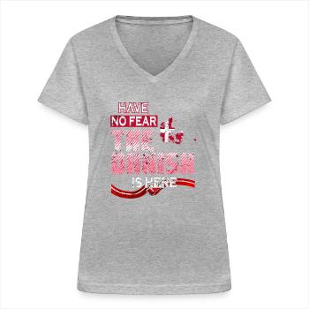 Funny Dane - Women's V-neck T-shirt - sports grey - Front - Lela (165cm)