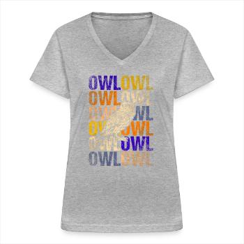Owl - Women's V-neck T-shirt - sports grey - Front - Lela (165cm)
