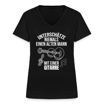 Gitarre Musik alter Gitarrist Musiker Music Spruch - Frauen-T-Shirt mit V-Ausschnitt - Schwarz - Vorne - Lela (165cm)