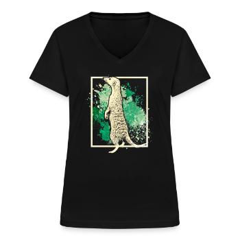 Erdmännchen - Frauen-T-Shirt mit V-Ausschnitt - Schwarz - Vorne - Lela (165cm)