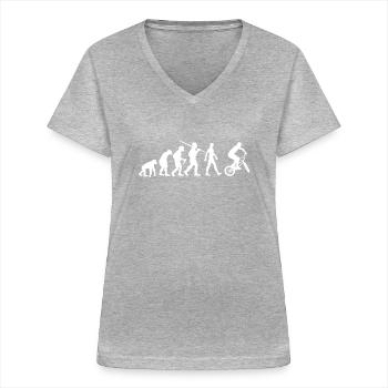 Vélo BMX Evolution BMX - T-shirt col V Femme - gris chiné - Devant - Lela (165cm)