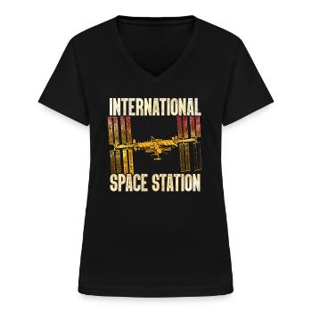 ISS - Internationale Raumstation - Frauen-T-Shirt mit V-Ausschnitt - Schwarz - Vorne - Lela (165cm)