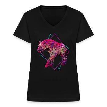 Hyena - Women's V-neck T-shirt - black - Front - Lela (165cm)
