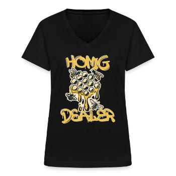 Honig Dealer - Frauen-T-Shirt mit V-Ausschnitt - Schwarz - Vorne - Lela (165cm)