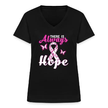Immer Hoffnung - Frauen-T-Shirt mit V-Ausschnitt - Schwarz - Vorne - Lela (165cm)
