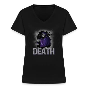 Halloween Ghost Spooky Evil Wait a Couple - Women's V-neck T-shirt - black - Front - Lela (165cm)