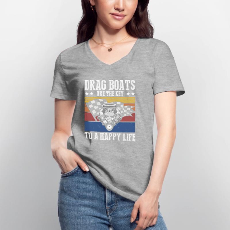 Conception de bateaux de course pour les courses de dragsters T-shirt col V Femme