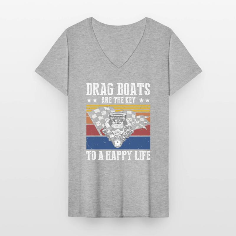 Conception de bateaux de course pour les courses de dragsters T-shirt col V Femme