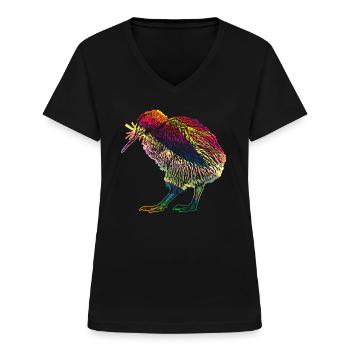 Kiwi Vogel Neuseeland - Frauen-T-Shirt mit V-Ausschnitt - Schwarz - Vorne - Lela (165cm)