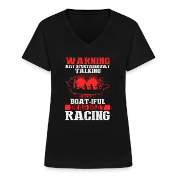 Course de bateaux chinois pour les entraîneurs de bateaux-dragons - T-shirt col V Femme - noir - Devant - Lela (165cm)