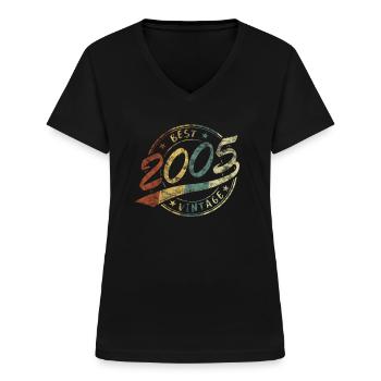 Meilleur Vintage Jahrgang 2005 Retro Design - T-shirt col V Femme - noir - Devant - Lela (165cm)