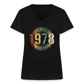Awesome Since 1978 Retro Vintage Geburtstag - Frauen-T-Shirt mit V-Ausschnitt - Schwarz - Vorne - Lela (165cm)