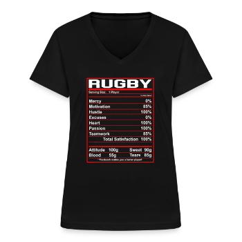 Fatti divertenti sulla nutrizione del rugby Giocatore di rugby trai di rugby - Maglietta da donna con scollo a V - nero - Fronte - Lela (165cm)