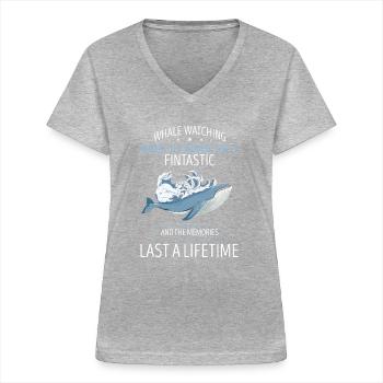 Beluga Whale Design für Meeressäuger und Orca - Frauen-T-Shirt mit V-Ausschnitt - Grau meliert - Vorne - Lela (165cm)