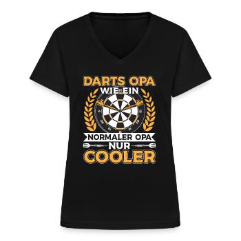 Darts Opa wie ein normaler Opa nur cooler - Frauen-T-Shirt mit V-Ausschnitt - Schwarz - Vorne - Lela (165cm)