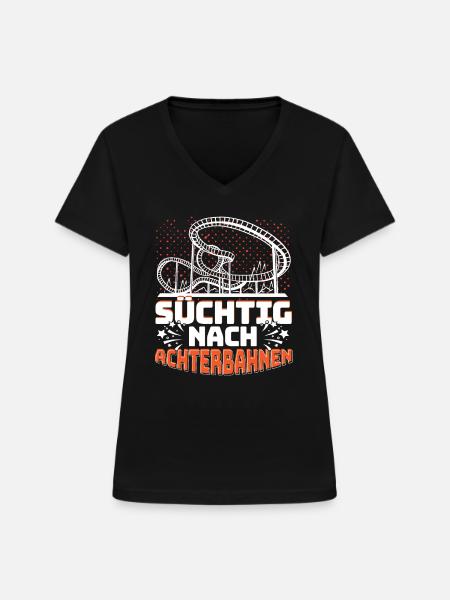 Achterbahn Freizeitpark Achterbahnfreak - Frauen-T-Shirt mit V-Ausschnitt - Schwarz